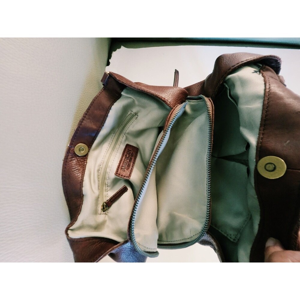 American Leather Co Brown  Leather Shoulder Bag Zip Detachable Strap - Picture 8 of 8